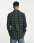 French Connection long sleeve gingham check flannel shirt in dark green