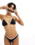 Free Society contrast stripe triangle bikini top in black and white