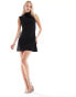 ASOS DESIGN Tall bengaline high neck sleeveless mini dress with ruching detail in black