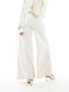 ASOS EDITION premium textured jersey wide leg trouser with asymmetric waistband in cream