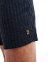 Farah textured seersucker short in navy