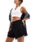 Sixth June high waisted denim shorts in washed black