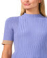 Women's Ribbed Mock-Neck Contrast-Cuff Sweater