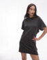 Topshop – Premium – Superweiches T-Shirt-Minikleid aus Cupro in Schwarz mit verdrehter Rückseite