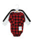 Baby Girls Cotton Long-Sleeve Bodysuits, Buffalo Plaid Gold, 3-Pack