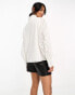 YAS broderie shirt with scalloped cuffs in white - WHITE