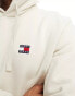 Tommy Jeans regular badge hoodie in off white