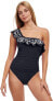 Profile by Gottex 281143 Women's Free Spirit Shoulder One Piece, Black, Size 6