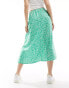 Monki midi skirt in green meadow floral