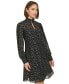 Women's Foil-Dot Chiffon Smocked-Trim Dress