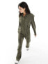 Mango utlity oversized jumpsuit in khaki