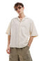 COLLUSION beach linen revere short sleeve shirt in natural