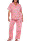 Женская пижама White Mark Plus Size Short Sleeve Pants Tropical Pajama Set, 2-Piece