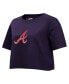 Women's Navy Atlanta Braves Painted Sky Boxy Cropped T-shirt