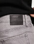 Jack & Jones Intelligence Chris loose fit jeans in light grey with abrasions