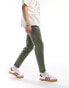 ASOS DESIGN tapered washed chino in khaki