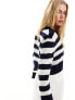 & Other Stories alpaca and merino wool blend cropped cardigan in navy and white stripe