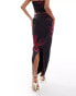 Murci exclusive mesh maxi skirt co-ord in purple lily print