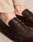 Walk London Chris woven tassel loafers in brown leather