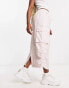 ASOS DESIGN side ruched cargo maxi skirt in pink