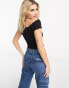 New Look ribbed bardot top in black