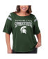 Women's Green Michigan State Spartans Linebacker Half-Sleeve T-shirt