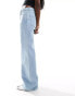 Stradivarius wide leg jean with embellishments in light blue