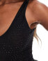 New Look scoop neck bodysuit with hotfix embellishment in black