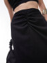 Topshop co-ord centre front ruched maxi skirt in black