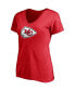 Women's Travis Kelce Red Kansas City Chiefs Player Icon Name and Number V-Neck T-shirt