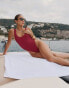 4th & Reckless x Luana Barron roc crinkle swimsuit in cherry red