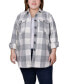 Plus Size Long Sleeve Twill Shirt Jacket