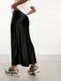 New Look satin midi skirt in black