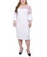 Plus Size Illusion Neck Scuba Dress