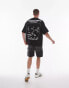 Topman x The Streets premium extreme oversized fit t-shirt with front and back print embroidery in black