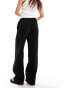 Monki drawstring straight leg trousers in black