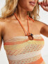 New Girl Order halter knit stripe festival summer dress in orange