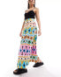 ASOS DESIGN dropped waist cotton poplin maxi skirt in print