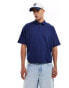 ASOS DESIGN oversized heavyweight polo in navy