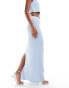 Aria Cove ribbed knit back split maxi skirt co-ord in baby blue