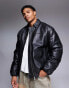 ASOS DESIGN Premium real leather bomber jacket in black