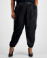 Plus Size Belted High-Rise Satin Cargo Pants, Created for Macy's