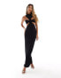 ASOS DESIGN extreme cut out high neck maxi dress in black