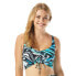 Shirred Front Underwire Bikini Top Elevate Bra Bikini Top, Black Swirl, 34C