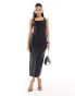 ASOS DESIGN scooped halter midi dress with crossed back straps in sculpting jersey in black