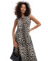 ASOS DESIGN tie front maxi dress in animal print