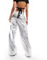 AFRM wynn co-ord wide leg cargo trousers in silver faux leather