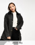 ASOS DESIGN Tall oversized wax jacket in black