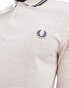 Fred Perry twin tipped long sleeve polo shirt in off white