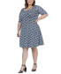 Plus Size Knee Length Elbow Sleeve Dress